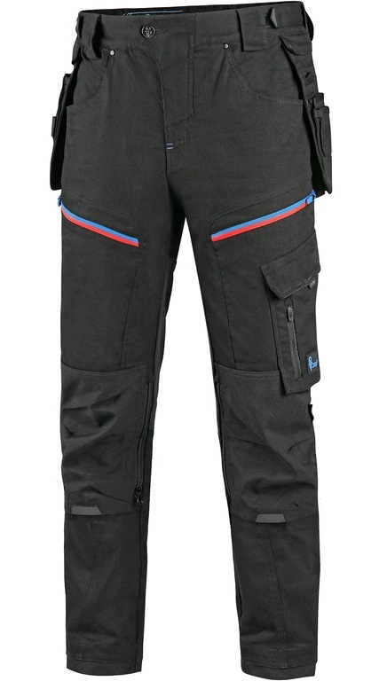 CXS LEONIS pánske pracovné nohavice čierno-modro/červené